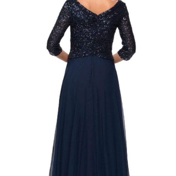 La Femme 27998SC Evening Dress Blue Size 18 - Picture 3 of 5